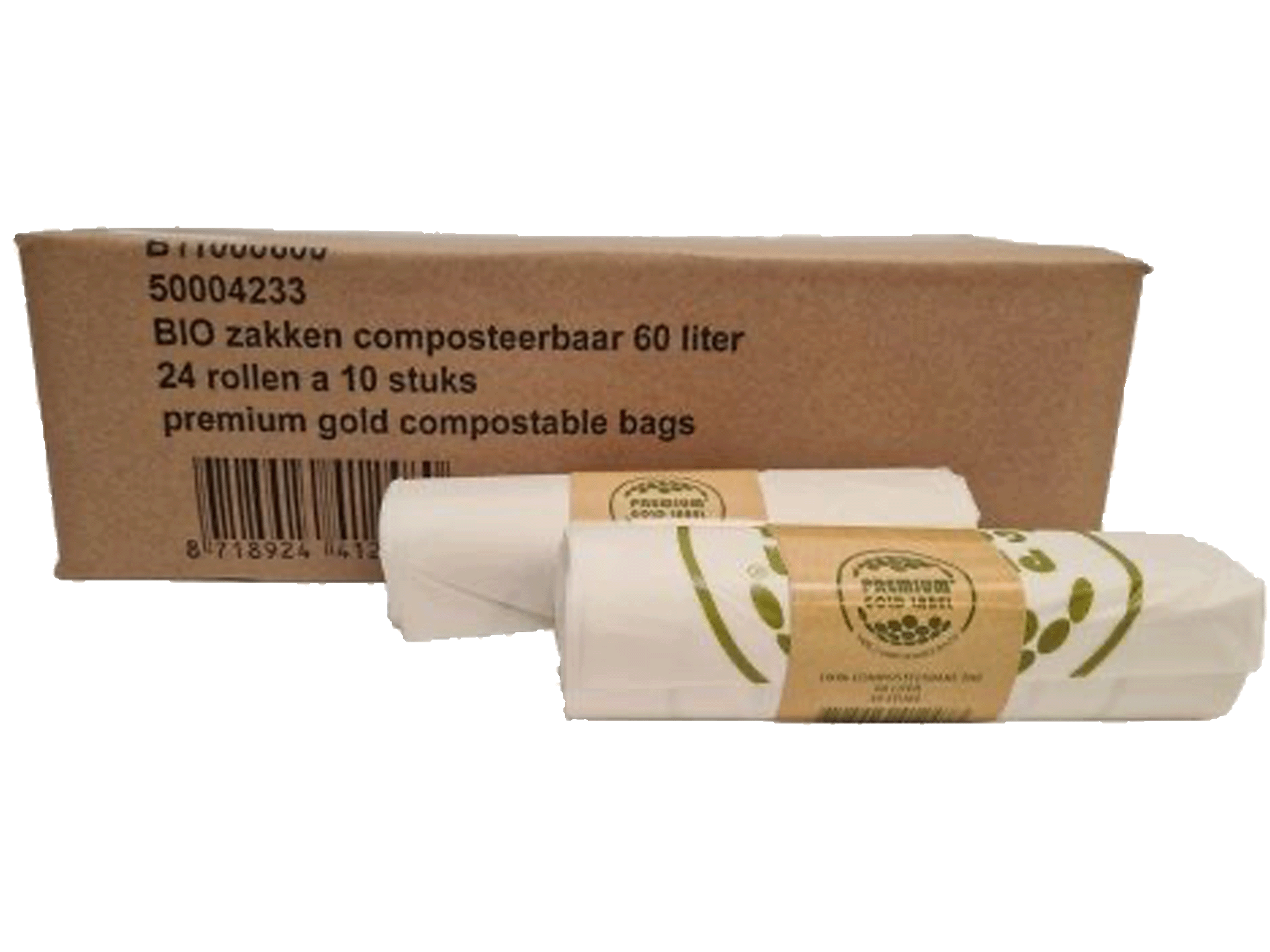 Bio Afvalzakken Happy Sack 60x80cm T30 Wit/Groen - 24 x 10 stuks 60L