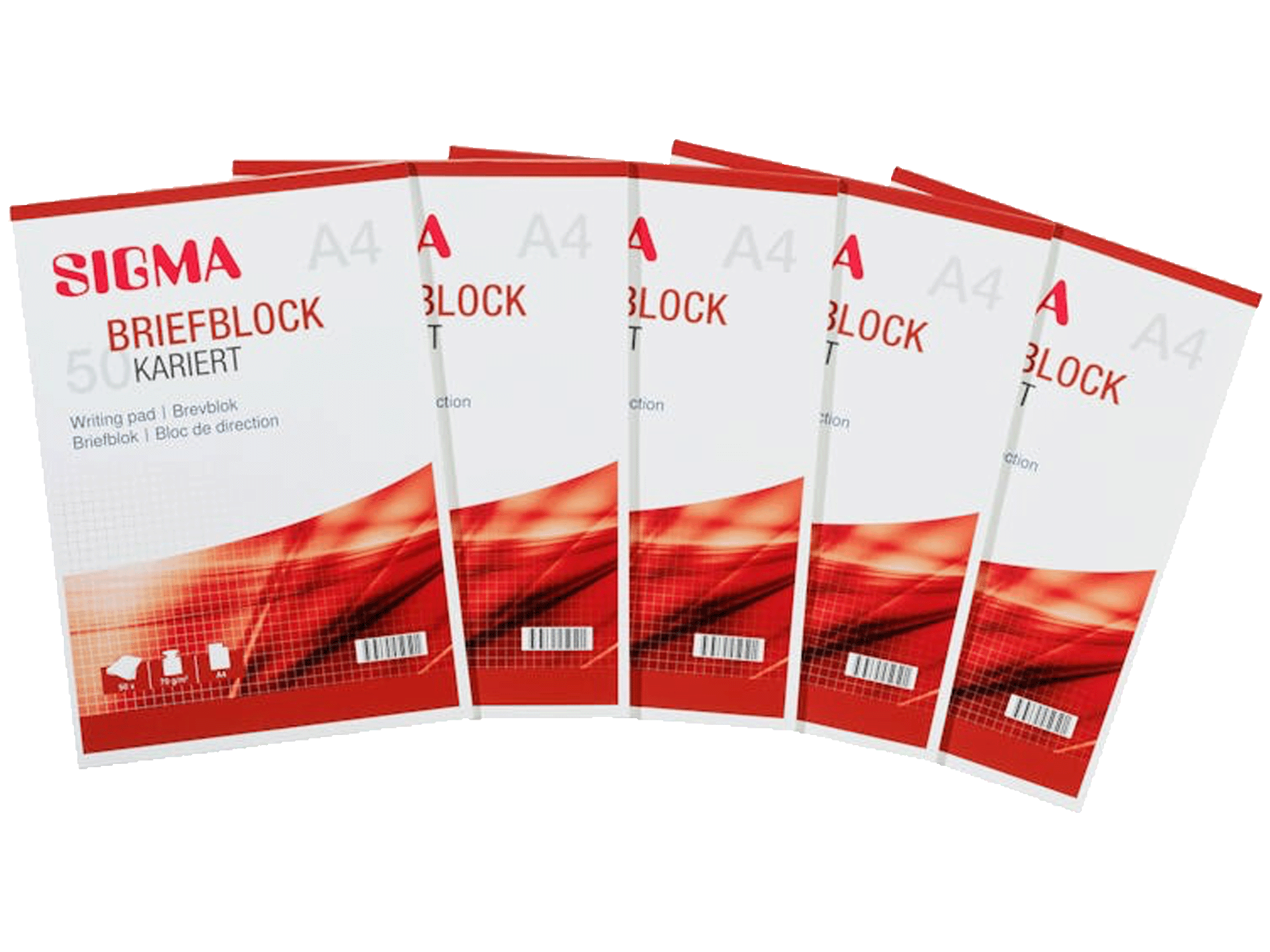 SIGMA Notitieblok A4 70 g/m² Geruit - 5 x 50 vellen