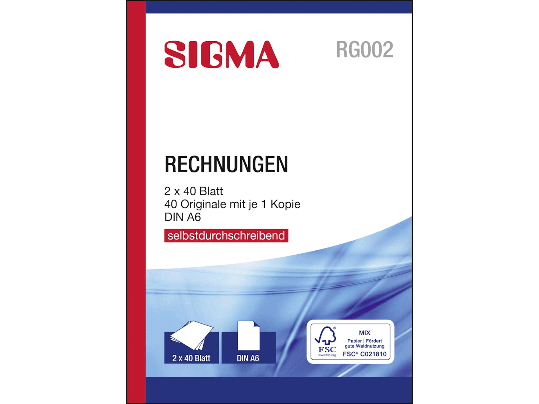 SIGMA RG002 Facturen Zelfkopiërend A6 - 2x40 vellen 5 stuks