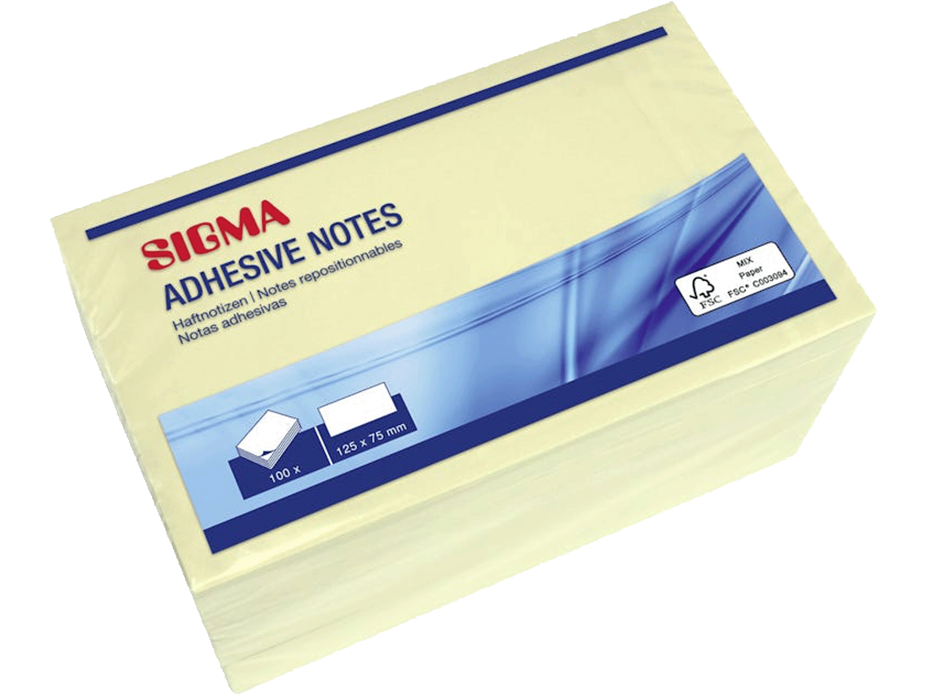 SIGMA Sticky Notes 125 x 75 mm Rechthoekig - 600 vellen