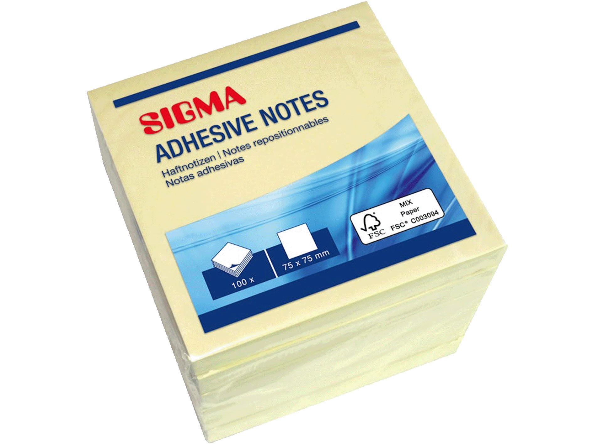SIGMA Sticky Notes 75 x 75 mm Vierkant - 600 vellen