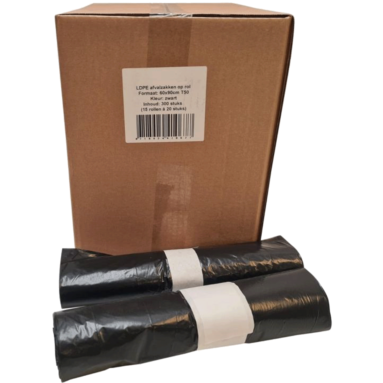 LDPE Non Komo Afvalzakken 60x90cm T50 Zwart -  10 x 25 stuks