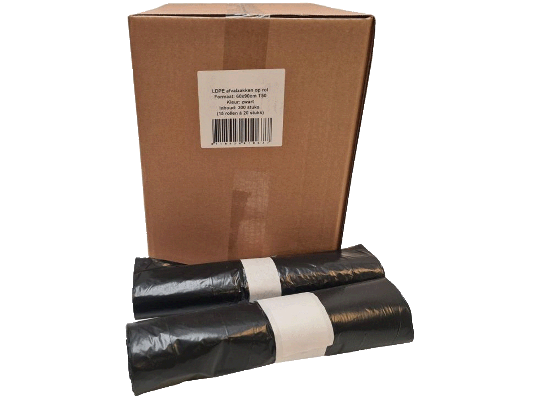 LDPE Non Komo Afvalzakken 60x90cm T50 Zwart - 10 x 25 stuks